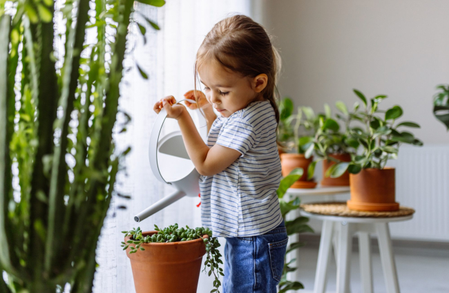 Cuatro beneficios que puede aportar cuidar plantas a los niños