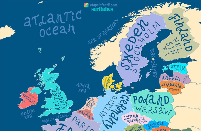 mapa de paises europeos solamente