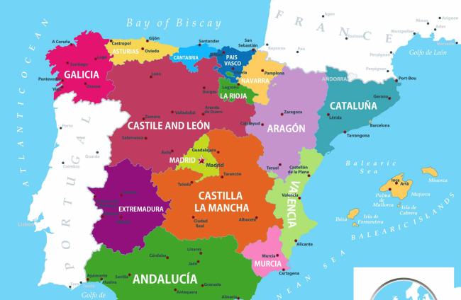 Mapa de España con provincias