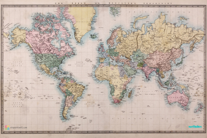 Mapa mundo antiguo año 1860 d.C. imprimir mapamundi