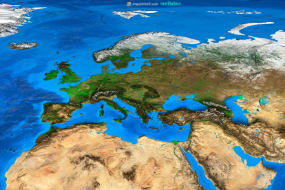Mapa físico mudo de Europa