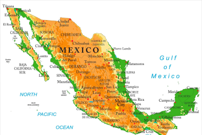 Mapa físico de México para imprimir