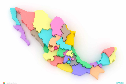Mapa tridimensional y mudo de México para imprimir