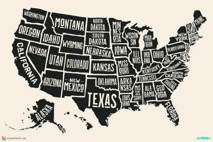 Mapa de estados de EE. UU. para imprimir