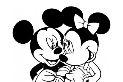 Mickey y Minnie se toman del brazo