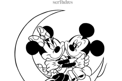 Mickey y Minnie Mouse se balancean sobre la luna