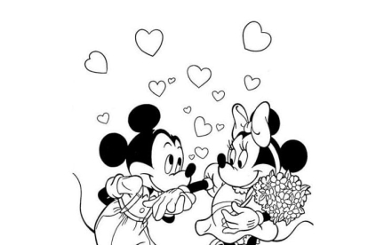 Mickey besa la mano de Minnie