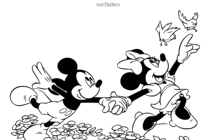 Minnie y Mickey caminan de la mano