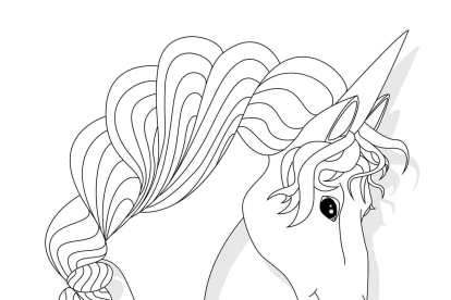 Dibujo de cabeza de unicornio para imprimir y colorear