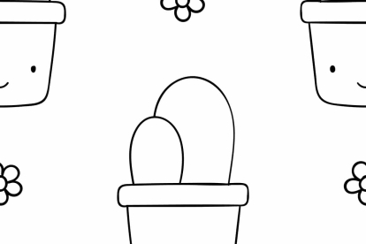 Dibujo cactus con maceta Kawaii