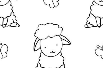 Dibujo ovejita sentada Kawaii
