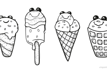 Dibujo helados sonrientes Kawaii