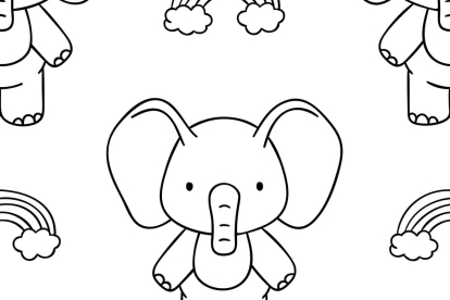 Dibujo kawaii de Elefantito para imprimir y colorear