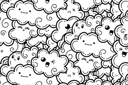 Dibujo kawaii de Nubes para imprimir y colorear