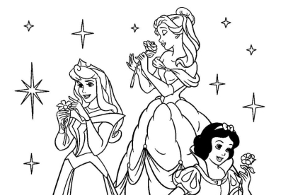 Dibujo de tres Princesas Disney para colorear
