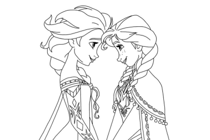 Dibujo de Ana y Elsa para colorear