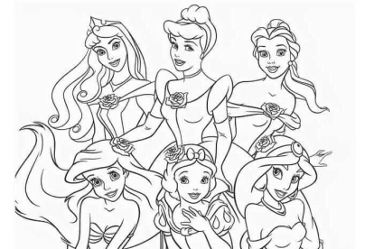 Reunión de princesas Disney para colorear