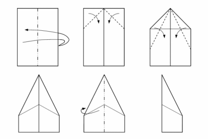 Dibujo de avión de papel tipo flecha paso a paso