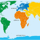 Mapa de los continentes del mundo para imprimir