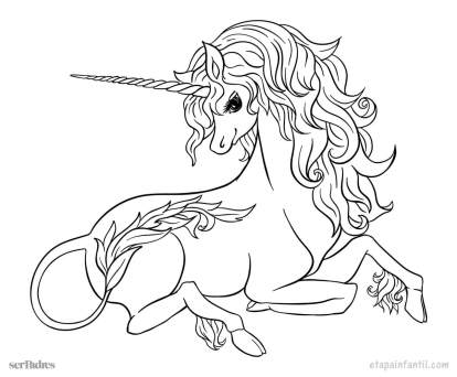 Dibujo de unicornio descansando para imprimir y colorear