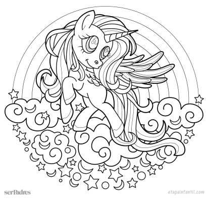 Dibujo de unicornio kawaii para imprimir y colorear