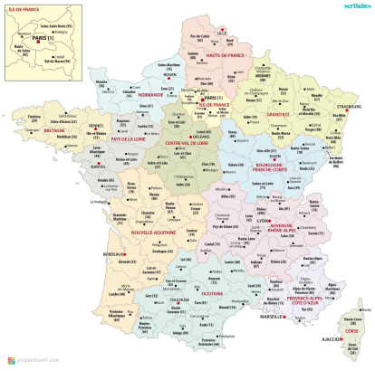 Mapa político administrativo de Francia