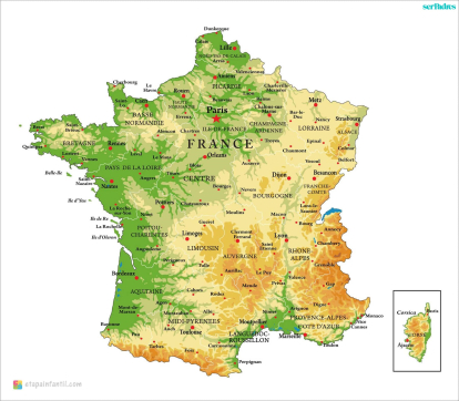 Mapa físico de Francia