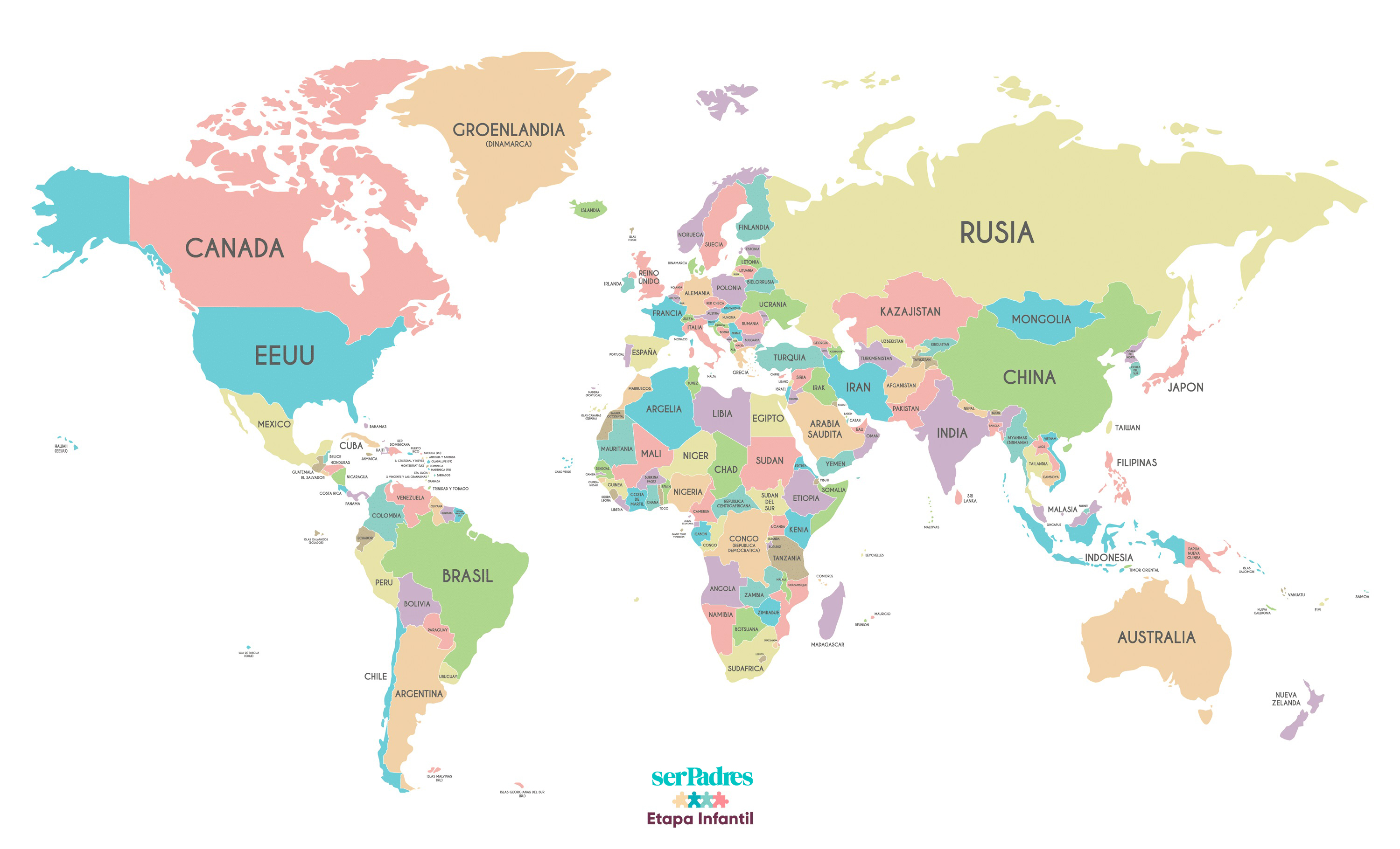 Mapamundi por países - Imágenes y fotos con los nombres