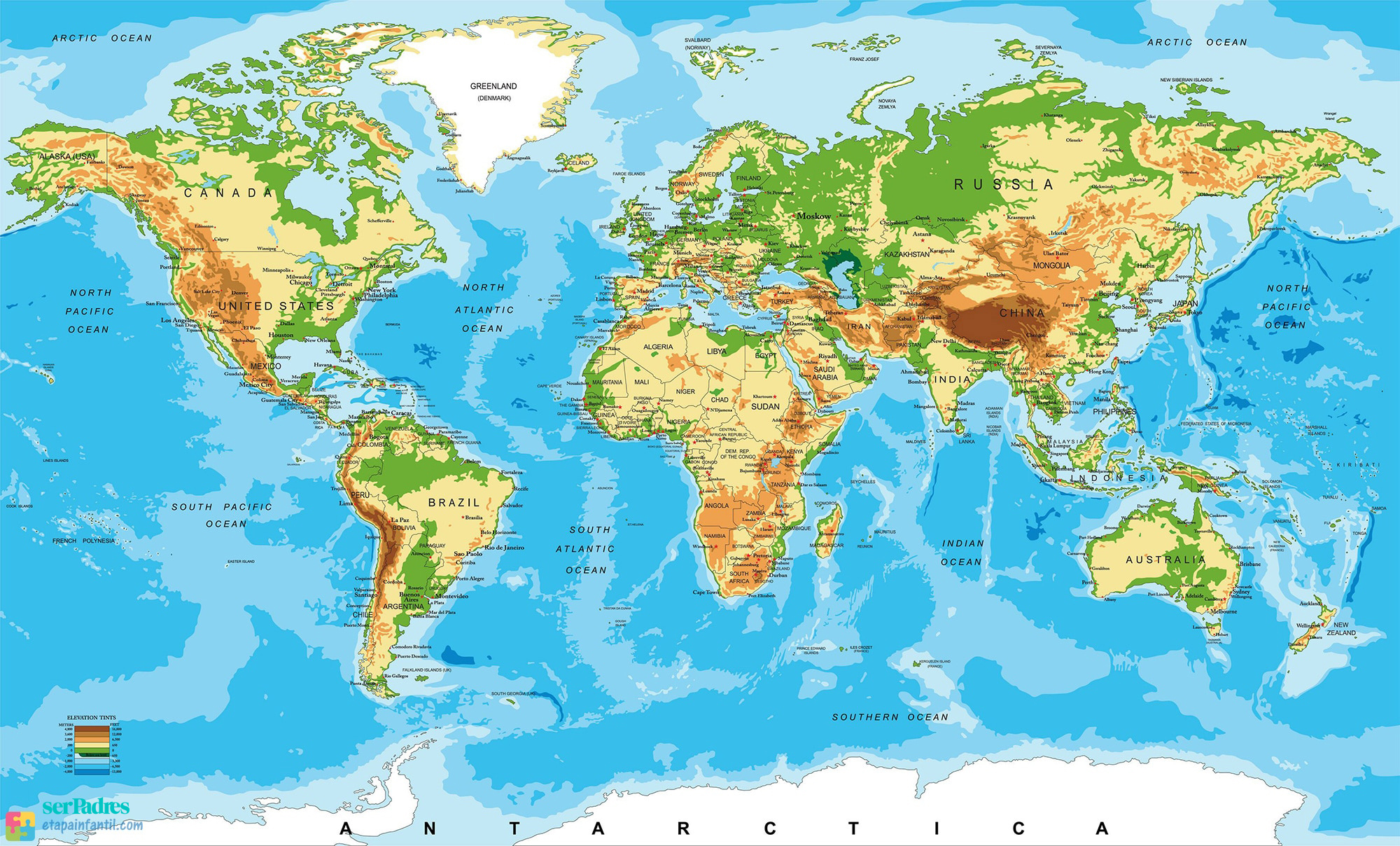 MAPAMUNDI, Mapas del mundo: Relieve, Países, Continentes…
